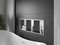 Mexen X-Wall-R įleidžiama lentyna su apsiuvimu ir lentynėle 90 x 30 cm, inox - 1910903010S