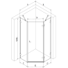 Mexen Lunar penkiakampė dušo kabina varstoma dešinė 80 x 90 cm, skaidri, ginklų metalas - 831-080P-090L-95-00-P