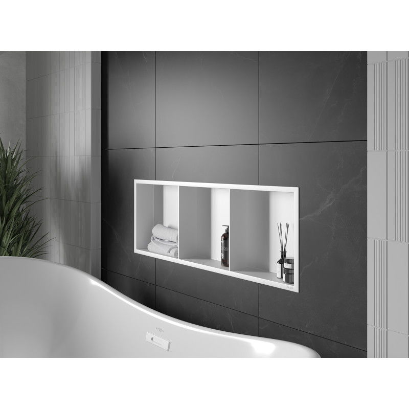 Mexen X-Wall-R nišinė lentyna su apvadu ir lentyna 90 x 30 cm, balta - 1920903010S