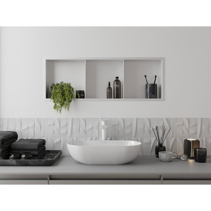 Mexen X-Wall-R nišinė lentyna su apvadu ir lentyna 90 x 30 cm, balta - 1920903010S