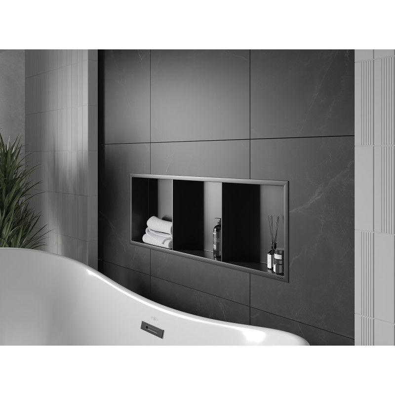 Mexen X-Wall-R nišinė lentyna su apvadu ir lentynėle, 90 x 30 cm, juoda - 1970903010S