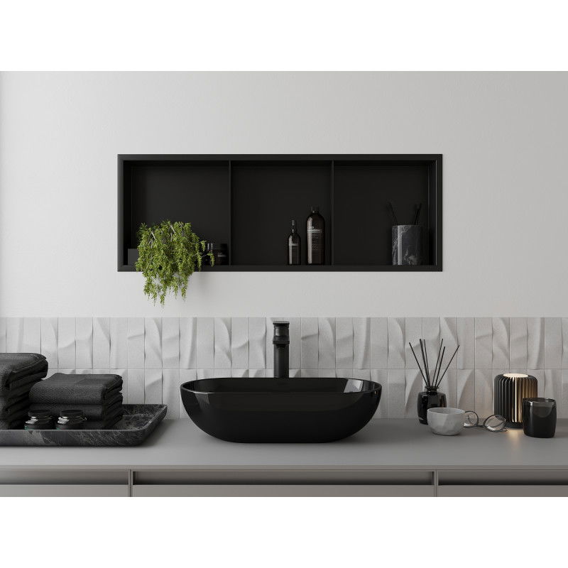 Mexen X-Wall-R nišinė lentyna su apvadu ir lentynėle, 90 x 30 cm, juoda - 1970903010S