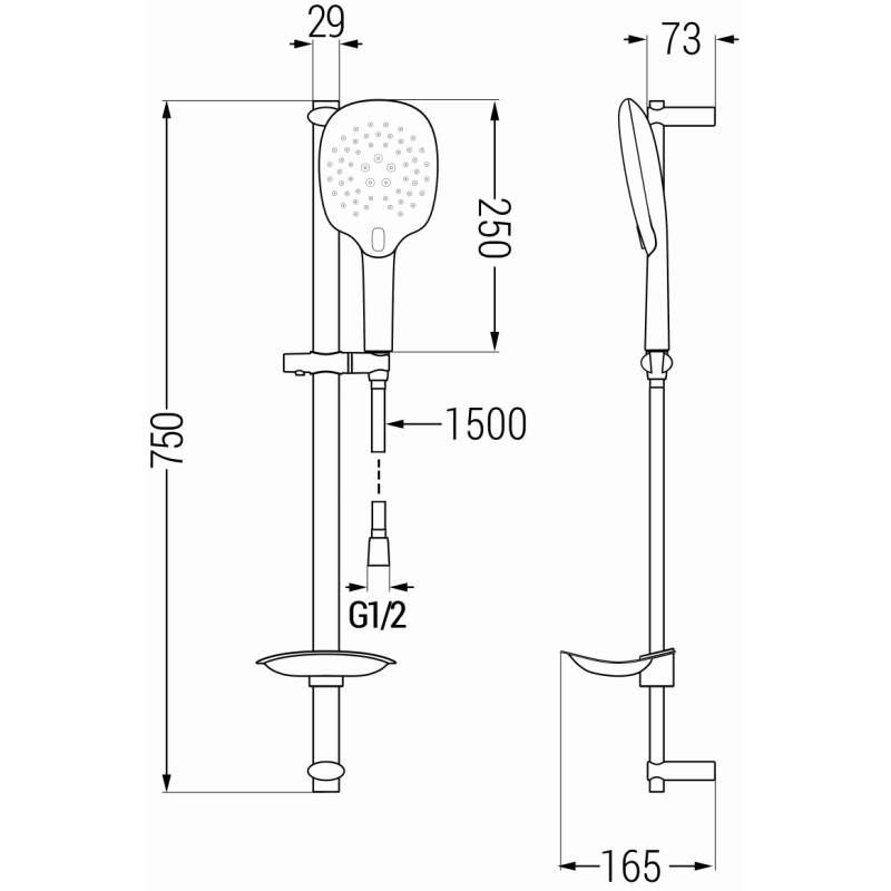 Mexen DB22 stumdomas dušo kompletas, chromas - 785224584-00