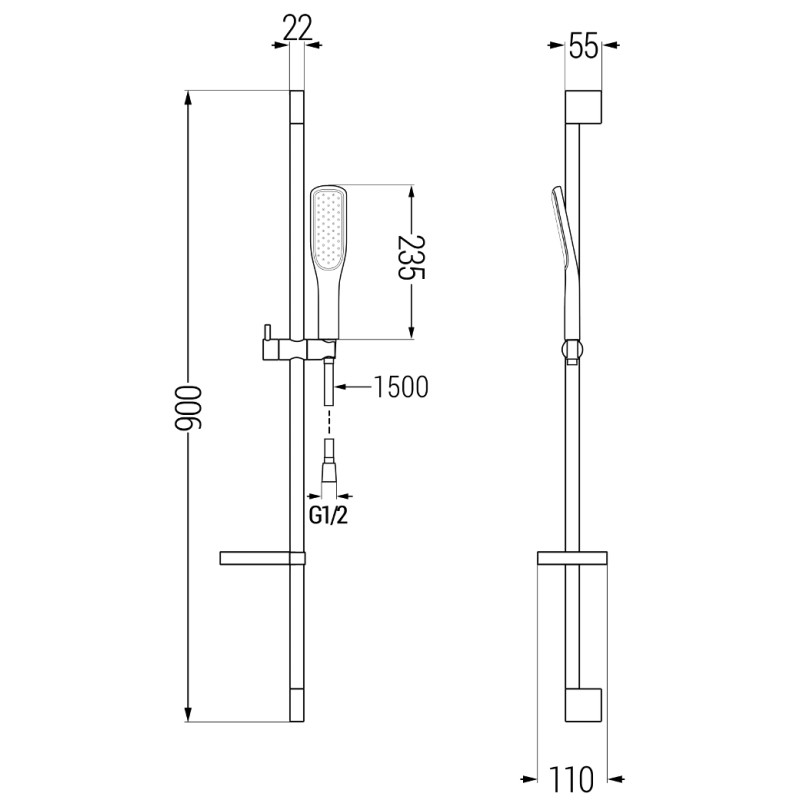 Mexen DS49 slankiojantis dušo komplektas, juodas/auksinis - 785494583-57