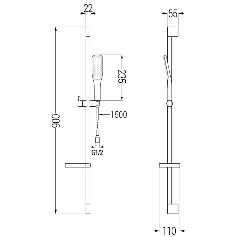 Mexen DS49 slenkančioji dušo rinkinys, juodas/auksinis - 785494583-57