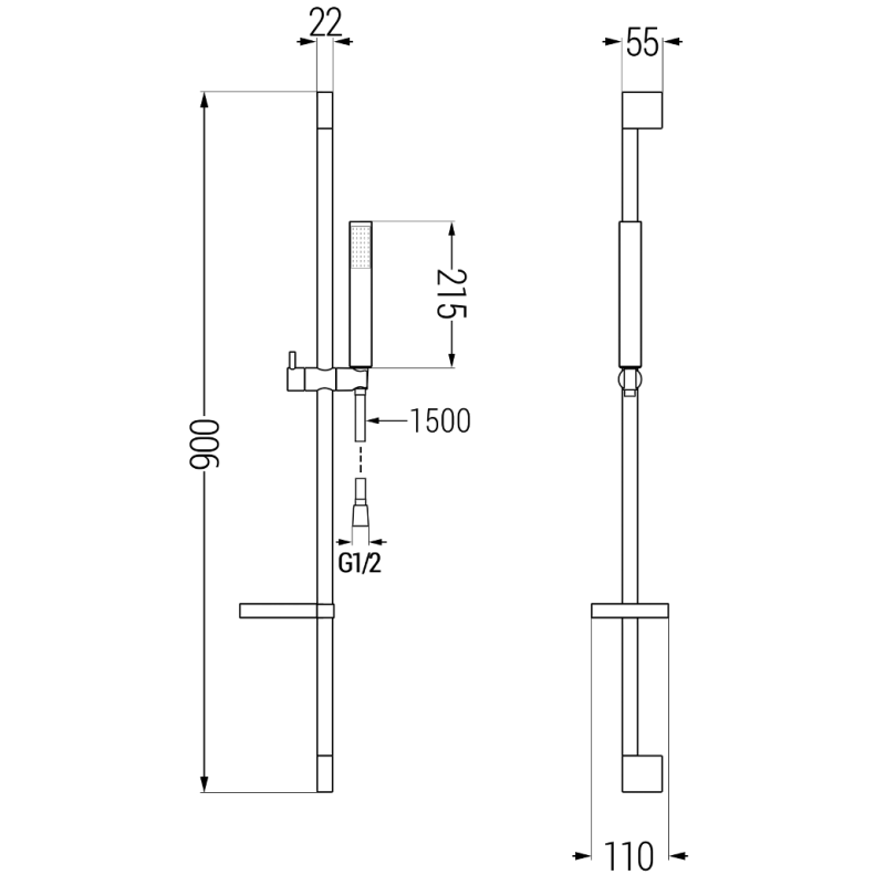 Mexen DS77 slankus juodas dušo komplektas - 785774583-70