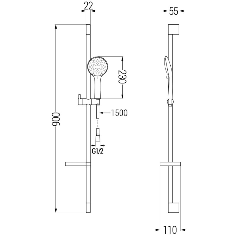 Mexen DS74 stumdomas dušo komplektas, juodas - 785744583-70