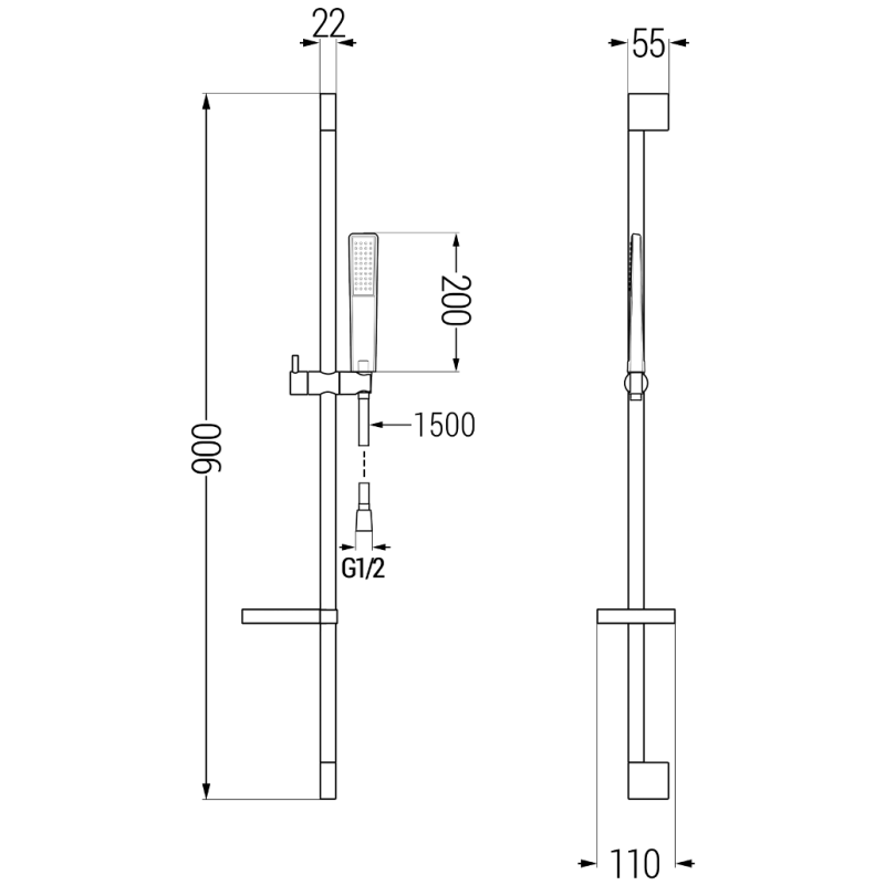 Mexen DS72 slankamas dušo rinkinio juodas - 785724583-70