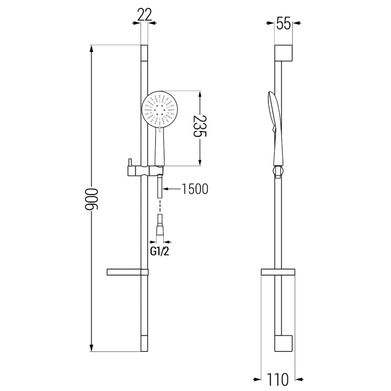 Mexen DS67 stumdomas dušo komplektas, juodas - 785674583-70
