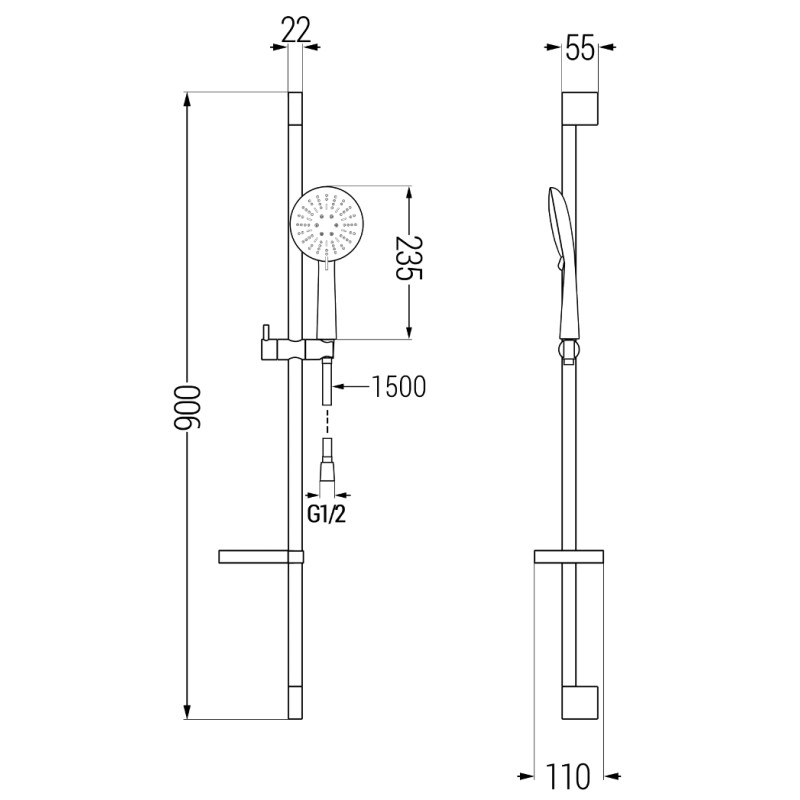 Mexen DS67 stumdomas dušo komplektas, chromas - 785674583-00