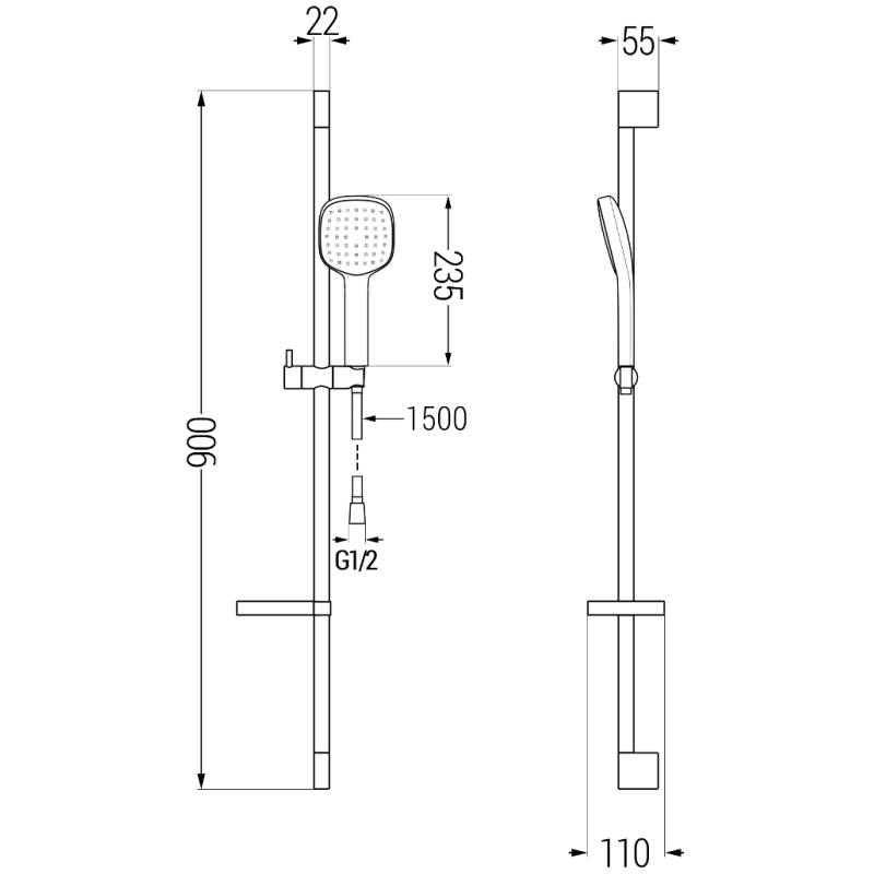 Mexen DS33 slankiojamasis dušo komplektas, juodas - 785334583-70