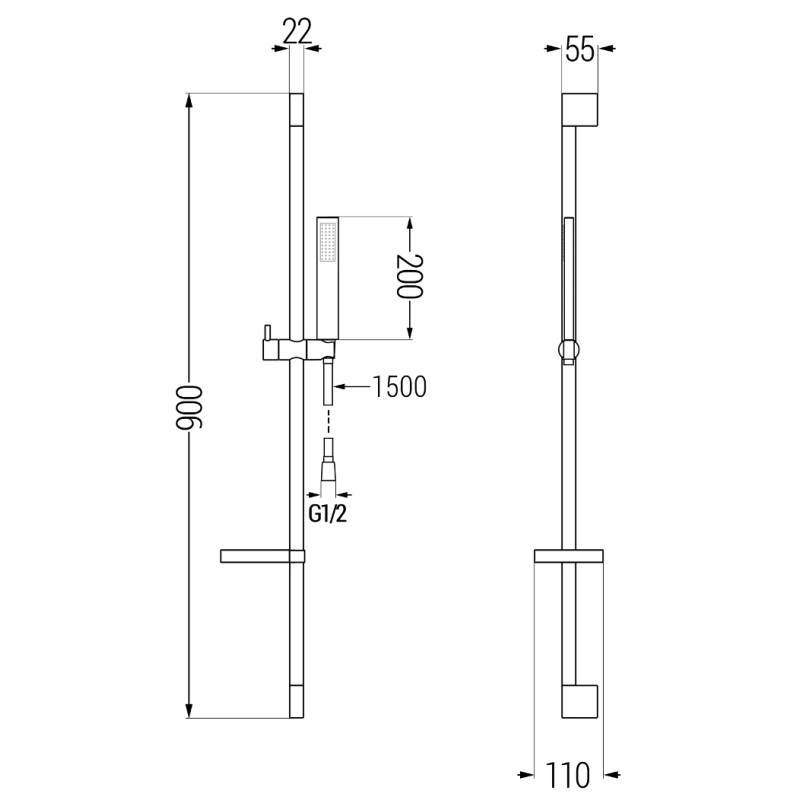 Mexen DS00 stumdomas dušo komplektas, chromo spalvos - 785004583-00