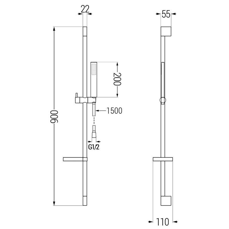 Mexen DS00 juodoji stumdomoji dušo komplektas - 785004583-70