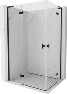 Mexen Mist-H L Duo kairysis atveriamas dušas, 110 x 95 cm, permatomas, juodas - 8A5L-110L-095P-70-00