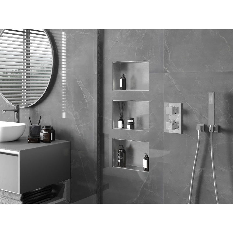 Mexen X-Wall-NR nišinė lentyna be apvado 30 x 20 cm, inox - 1911302010