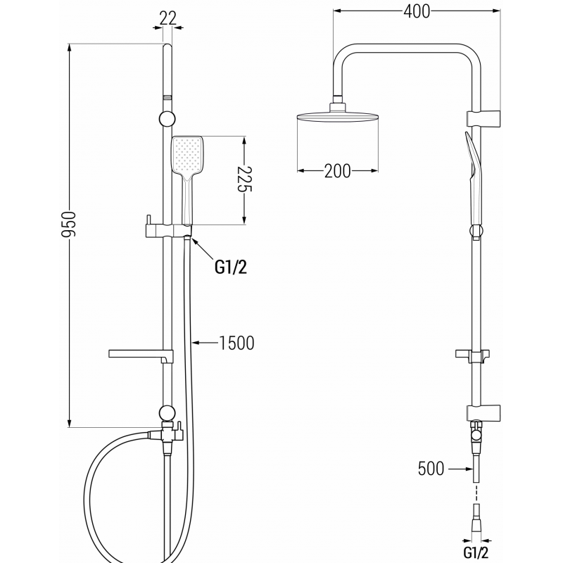 Mexen X62 dušo stulpas, baltas - 798626291-20
