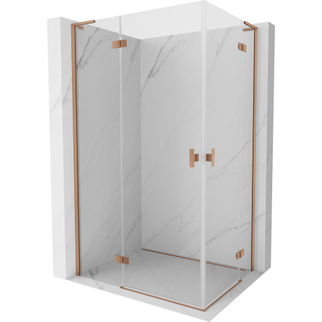 Mexen Mist-H L Duo atidaroma dušo kabina 90 x 70 cm, skaidri, šepečiu valcuotas varis - 8A5L-090L-070P-65-00