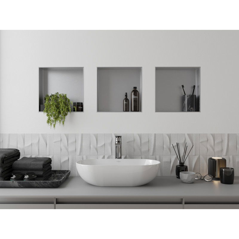 Mexen X-Wall-NR nišos lentyna be kraštų 30 x 30 cm, nerūdijantis plienas - 1911303010