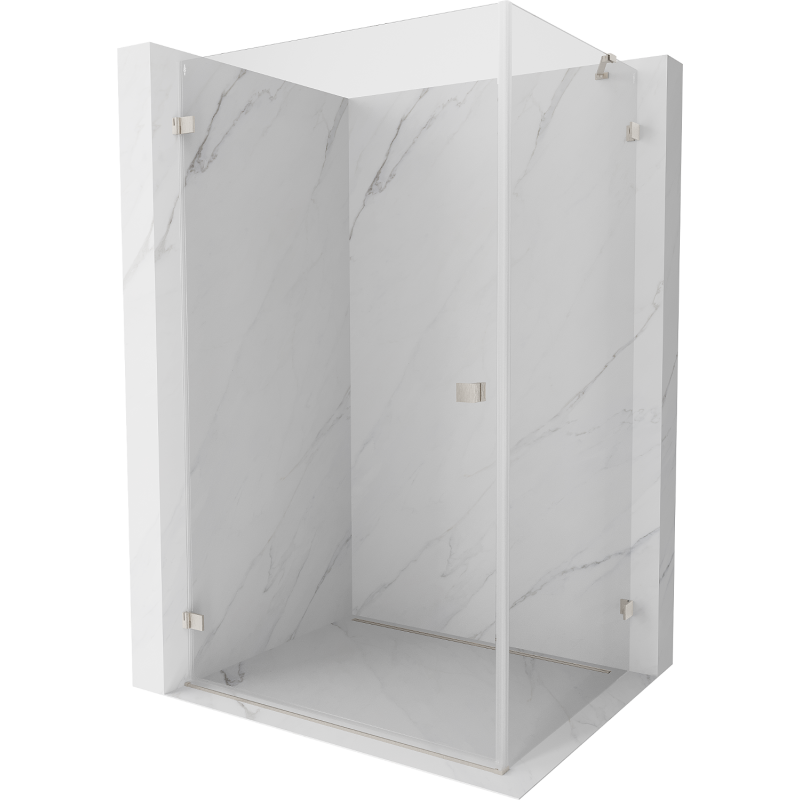 Mexen Lunar-B dušo kabina, atveriama kairėje, 95 x 90 cm, permatoma, šlifuotas nikelis - 832-095-090-97-00-L