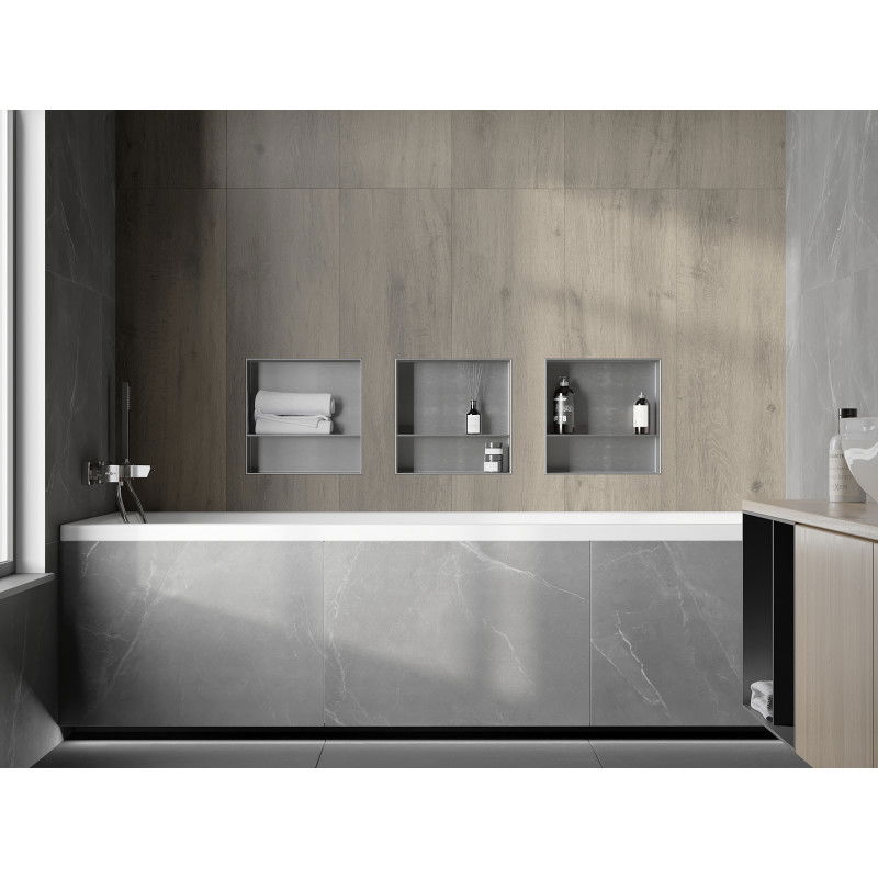 Mexen X-Wall-NR nišinė lentyna be apvado su lentyna 30 x 30 cm, inox - 1911303010S