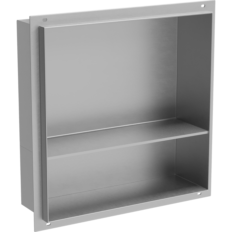 Mexen X-Wall-NR nišinė lentyna be apvado su lentyna 30 x 30 cm, inox - 1911303010S