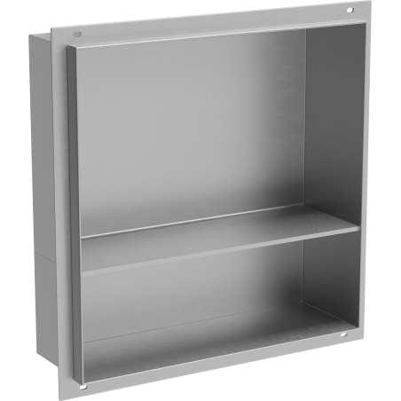 Mexen X-Wall-NR nišinė lentyna be apvado su lentyna 30 x 30 cm, inox - 1911303010S