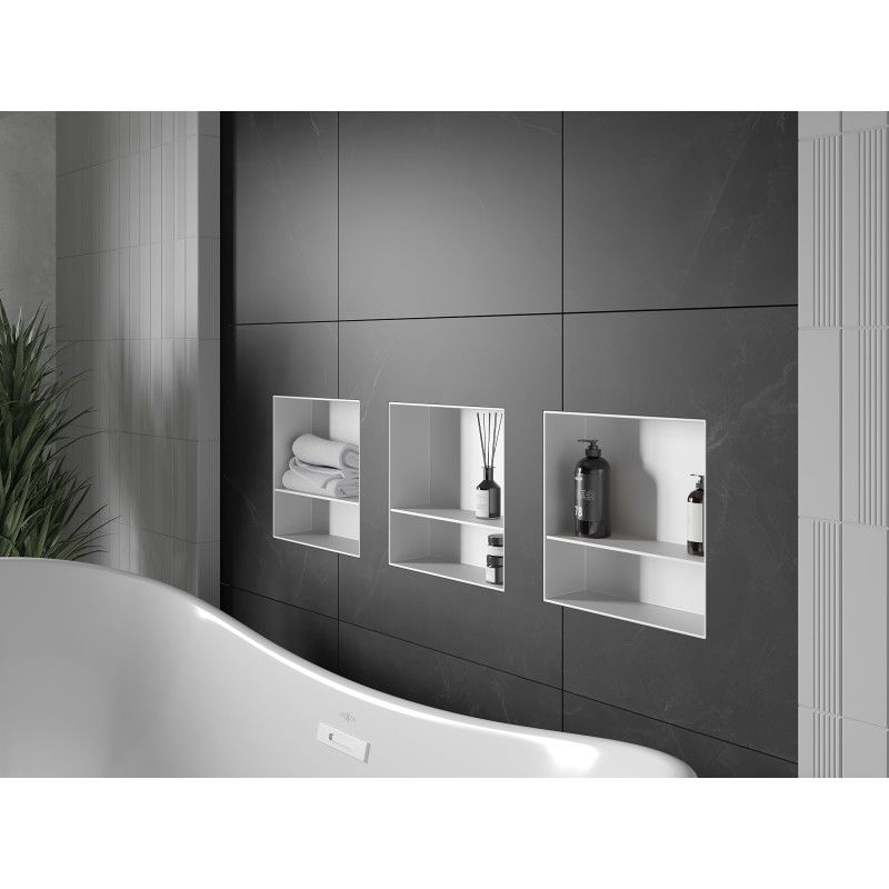 Mexen X-Wall-NR įleidžiama lentyna be apvado su lentyna 30 x 30 cm, balta - 1921303010S