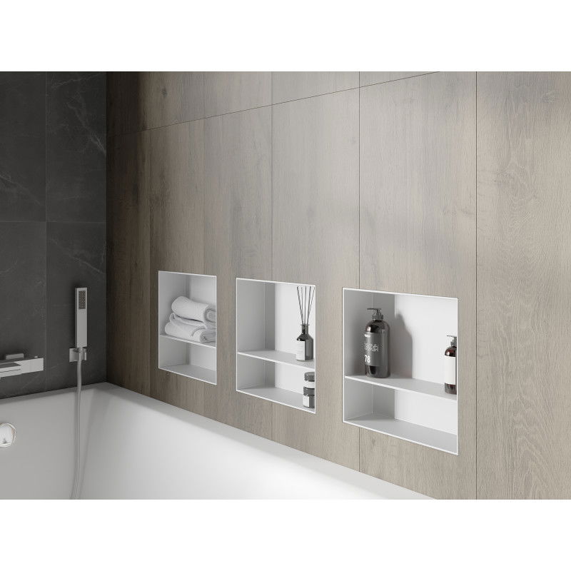 Mexen X-Wall-NR įleidžiama lentyna be apvado su lentyna 30 x 30 cm, balta - 1921303010S