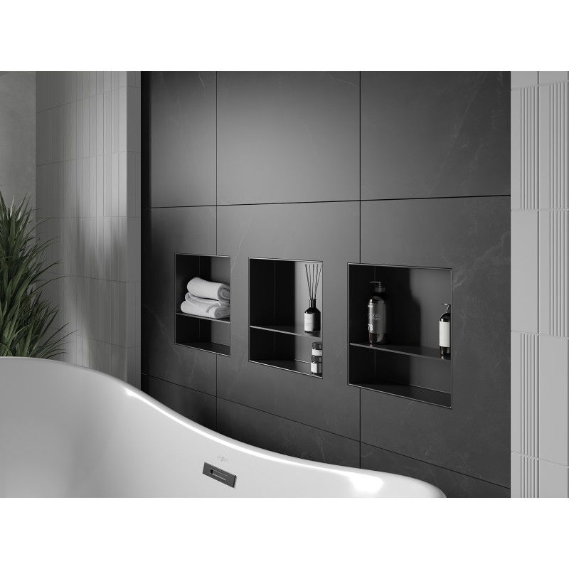 Mexen X-Wall-NR įleidžiama lentyna be apvado su lentynėle 30 x 30 cm, juoda - 1971303010S