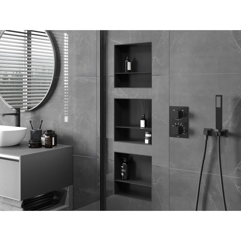 Mexen X-Wall-NR įleidžiama lentyna be apvado su lentynėle 30 x 30 cm, juoda - 1971303010S