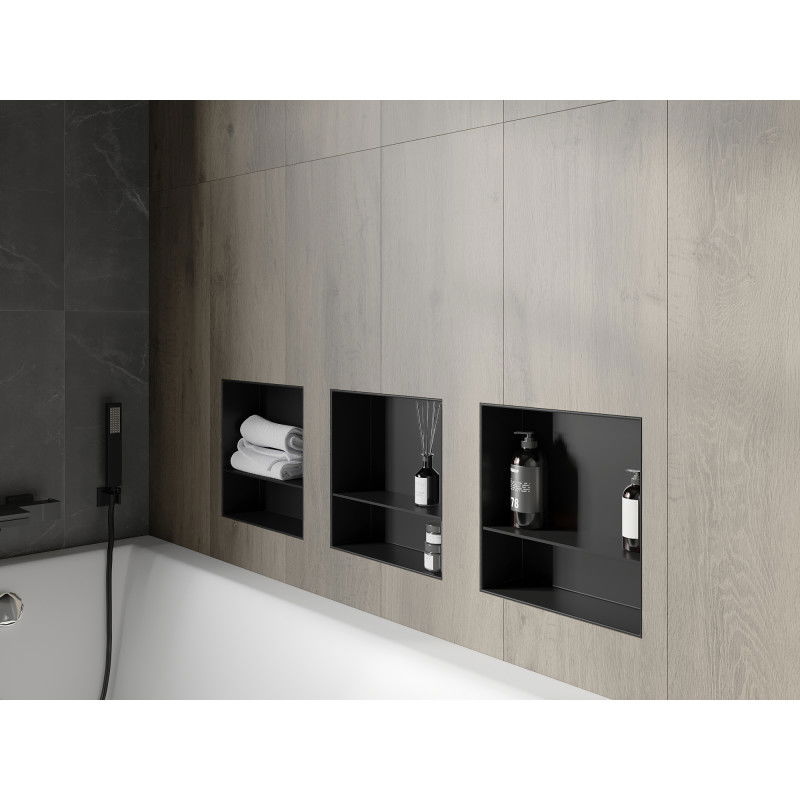 Mexen X-Wall-NR įleidžiama lentyna be apvado su lentynėle 30 x 30 cm, juoda - 1971303010S