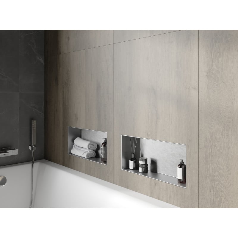 Mexen X-Wall-NR nišinė lentyna be kraštų 45 x 20 cm, inox - 1911452010