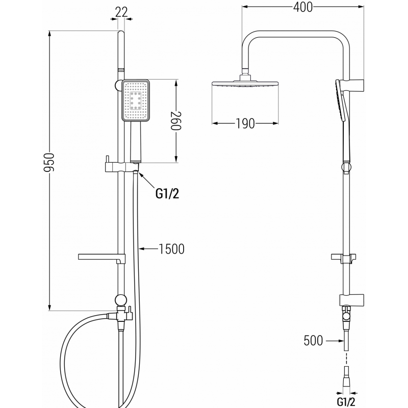 Mexen X54 dušo kolonėlė, balta/chromas - 798545491-21