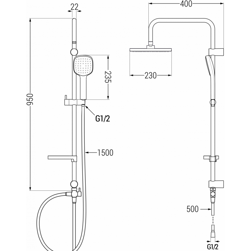 Mexen X33 dušo stulpas, chromas - 798333391-00
