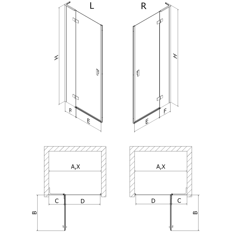 Mexen Mist-H L dešinės pusės dušo durys 110 cm, permatomos, auksinės matinės - 8A5L-110-000-55-00-P