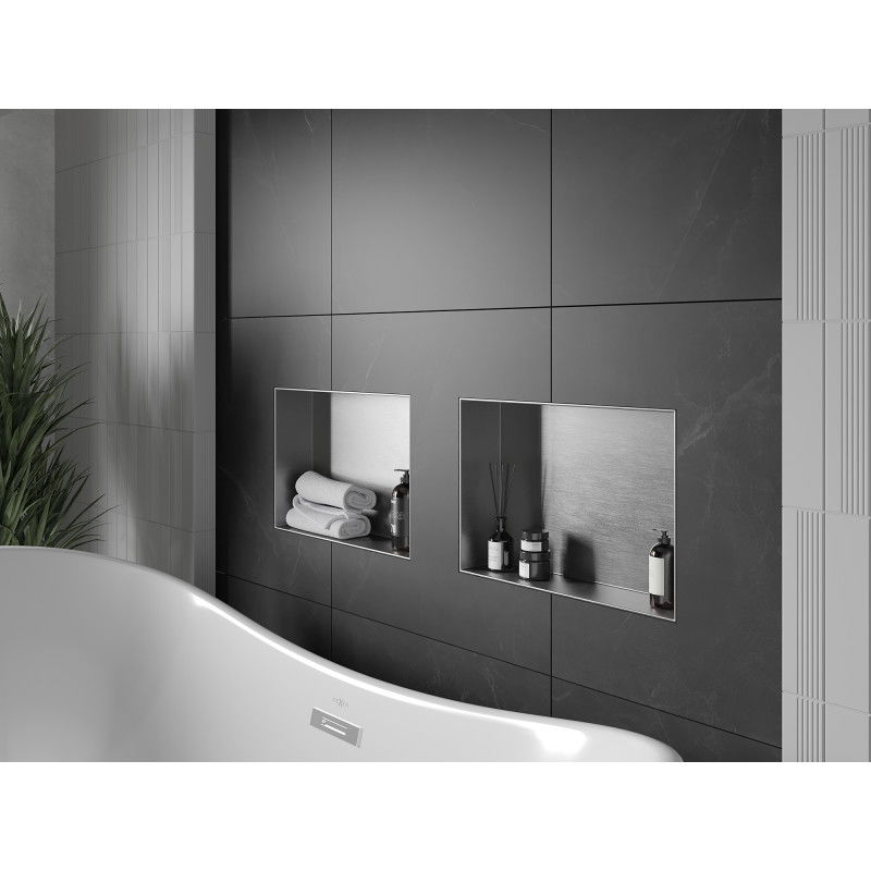 Mexen X-Wall-NR įmontuojama lentyna be kraštelių 45 x 30 cm, nerūdijantis plienas - 1911453010