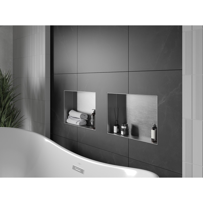 Mexen X-Wall-NR nišinis lentyna be apvado 45 x 30 cm, inox - 1911453010