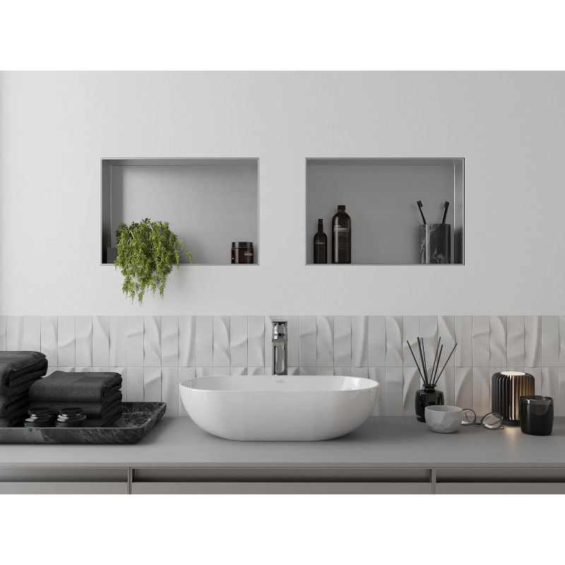 Mexen X-Wall-NR įmontuojama lentyna be kraštelių 45 x 30 cm, nerūdijantis plienas - 1911453010