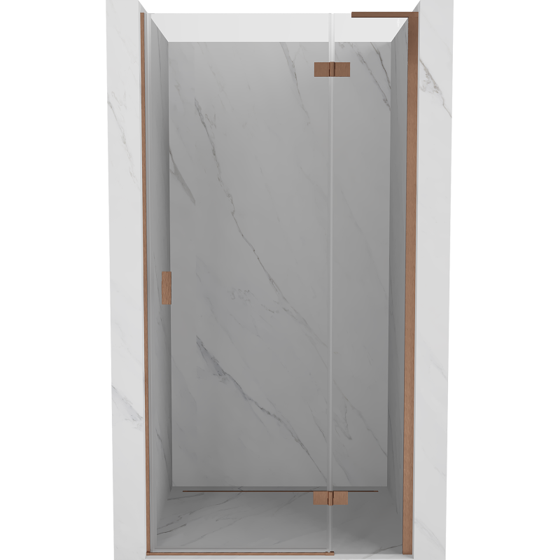 Mexen Mist-H L dešinės pusės 85 cm dušo durys, skaidrios, šlifuotas varis - 8A5L-085-000-65-00-P
