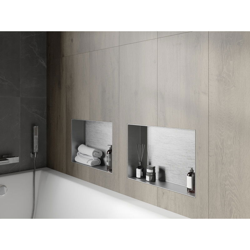 Mexen X-Wall-NR įmontuojama lentyna be kraštelių 45 x 30 cm, nerūdijantis plienas - 1911453010