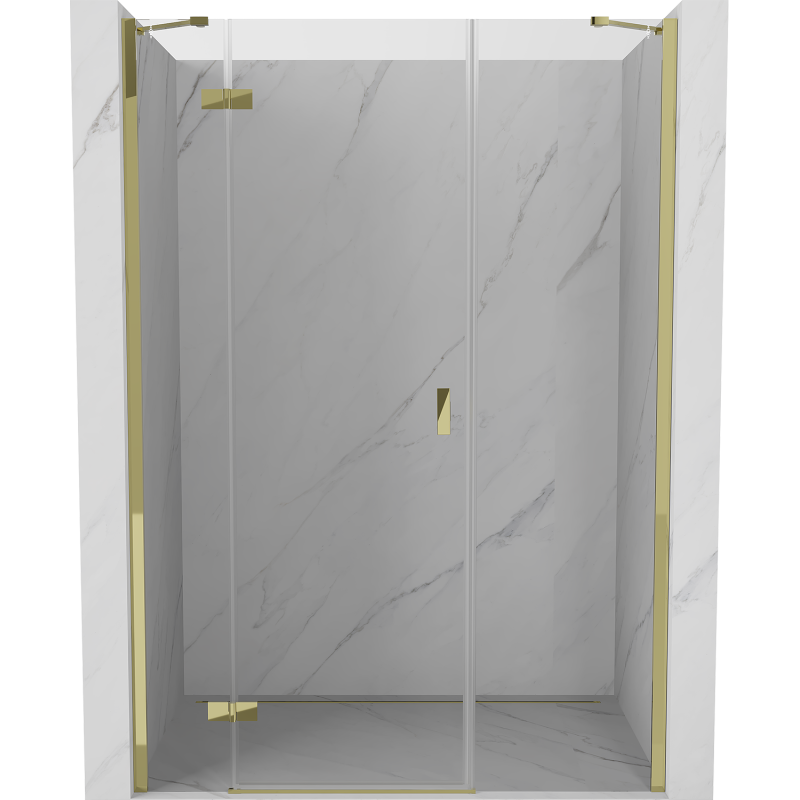 Mexen Mist-H dušo durys, varstomos kairinės 145 cm, skaidrios, auksinės - 8A5-145-001-50-00-L