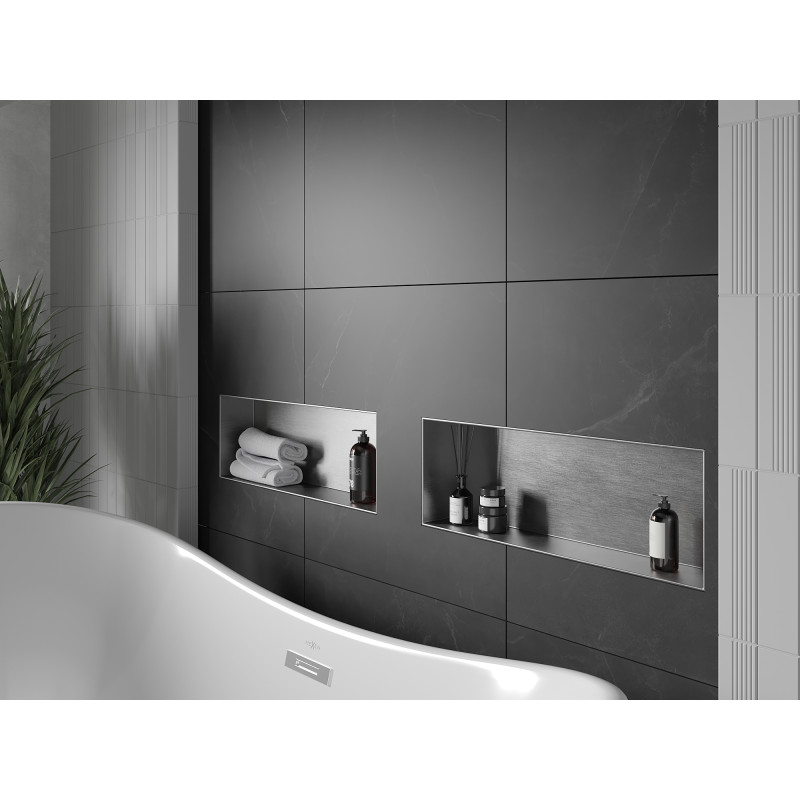 Mexen X-Wall-NR nišinė lentyna be apvado 60 x 20 cm, nerūdijantis plienas - 1911602010