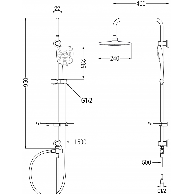 Mexen T17 dušo kolonėlė, chromas - 798171793-00