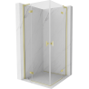Mexen Mist-H L Duo 95 x 95 cm atidaroma dušo kabina, skaidri, šlifuotas auksas - 8A5L-095L-095P-55-00