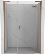Mexen Mist-H L dešinės pusės varstomos dušo durys 140 cm, skaidrios, šepečiuota varis - 8A5L-140-001-65-00-P