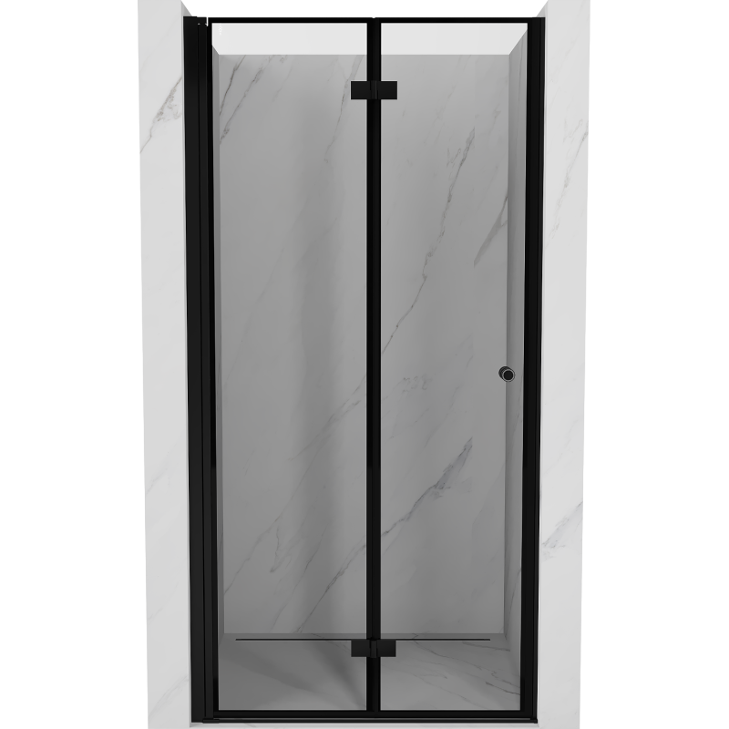 Mexen Mist-F juodos durys dušo kairinės 70 cm, juoda rėmelis, juoda - 8A6-070-000-70-70-L