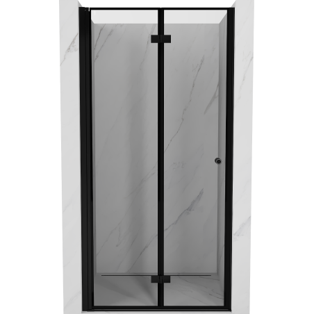 Mexen Mist-F juodos durys dušo kairinės 70 cm, juoda rėmelis, juoda - 8A6-070-000-70-70-L