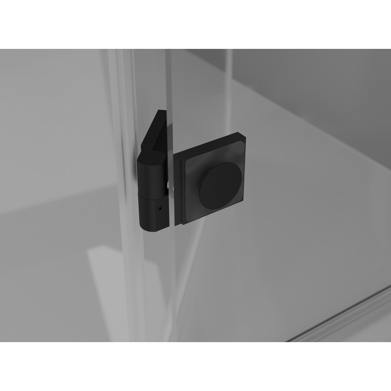 Mexen Mist-H L dešinės pusės dušo durys, varstomos, 155 cm, permatomos, juodos - 8A5L-155-001-70-00-P