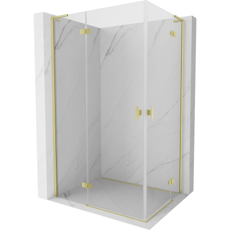 Mexen Mist-H L Duo pakabinamas dušas su durimis 110 x 115 cm, skaidrus, auksinio šepetėlio - 8A5L-110L-115P-55-00