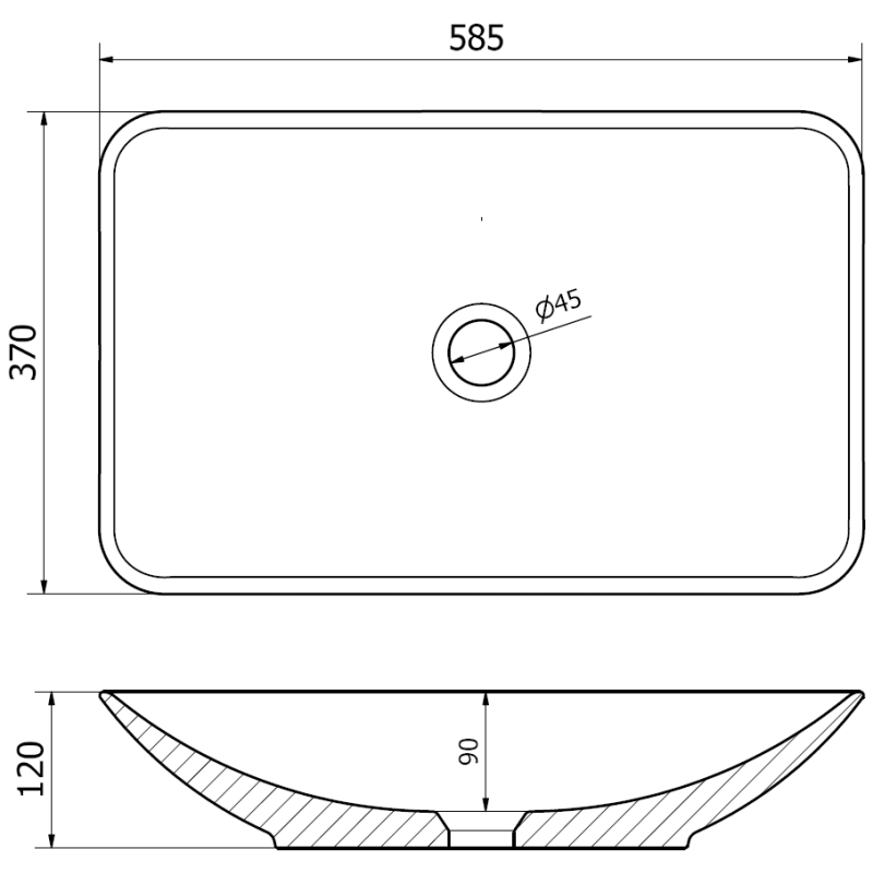Mexen Avila stalviršio praustuvas 58 x 37 cm, juodas matinis - 21115585